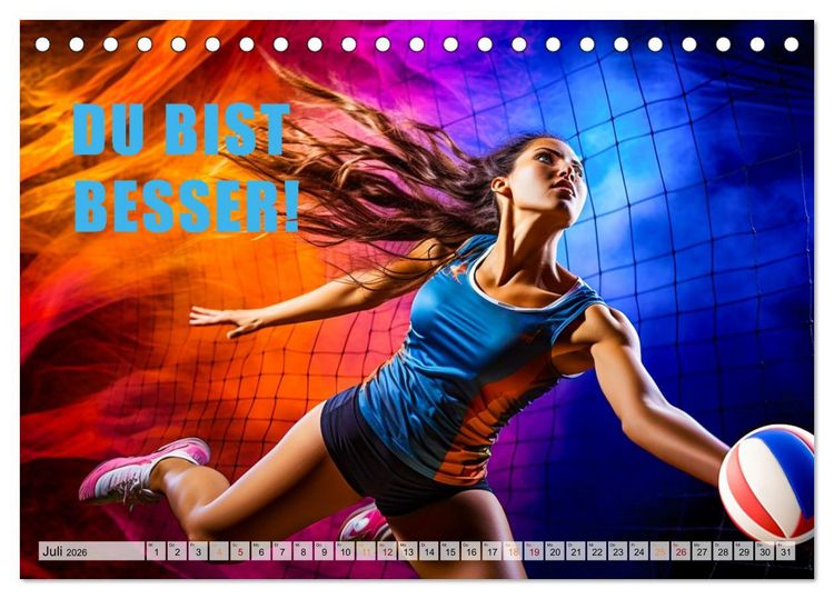 Produktbild: Volleyball und Motivation (Tischkalender 2026 DIN A5 quer), CALVENDO Monatskalender
