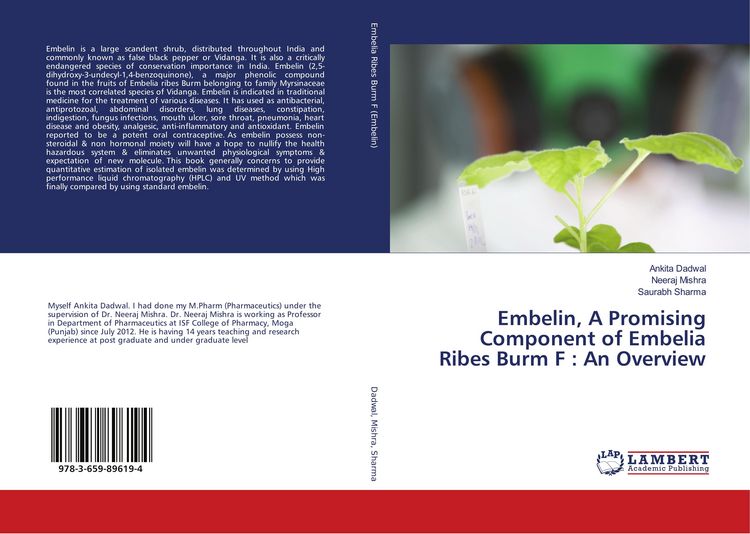 Produktbild: Embelin, A Promising Component of Embelia Ribes Burm F : An Overview