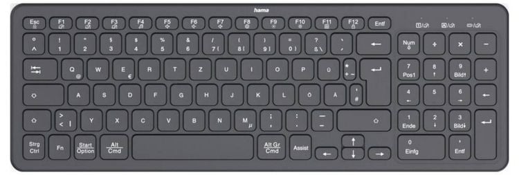 Produktbild: hama 00173057 Multi-Device-Tastatur \"WK-300\", kabellos, Funk/Bluetooth&reg;, Schw., QWERTZ DE