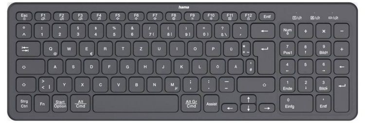 Produktbild: Hama WK-300 Bluetooth&reg; Tastatur Deutsch, QWERTZ Schwarz Multimediatasten