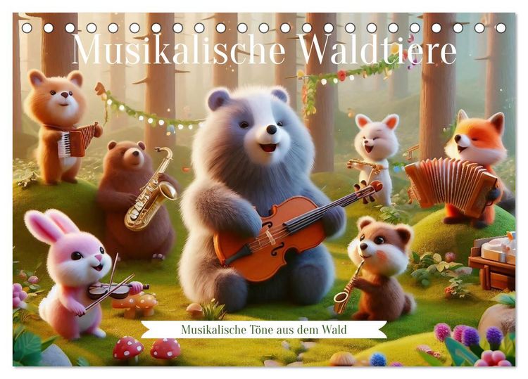 Produktbild: Musikalische Waldtiere (Tischkalender 2026 DIN A5 quer), CALVENDO Monatskalender