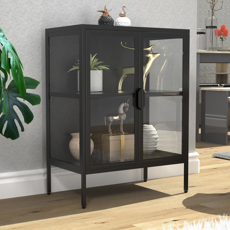 Produktbild: Stahl Glas Standvitrine Vitrine Schaukasten FlokaS