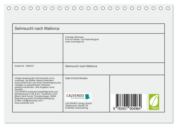 Produktbild: Sehnsucht nach Mallorca (Tischkalender 2026 DIN A5 quer), CALVENDO Monatskalender