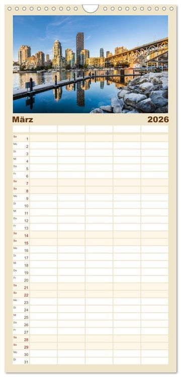 Produktbild: Familienplaner 2026 - VANCOUVER K&uuml;stencharme und Urbanit&auml;t mit 5 Spalten (Wandkalender, 21 x 45 cm) CALVENDO