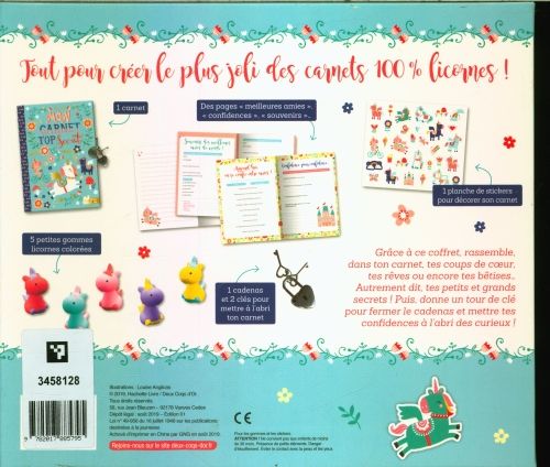 Produktbild: Mon carnet top secret licornes : coffret avec mini gommes