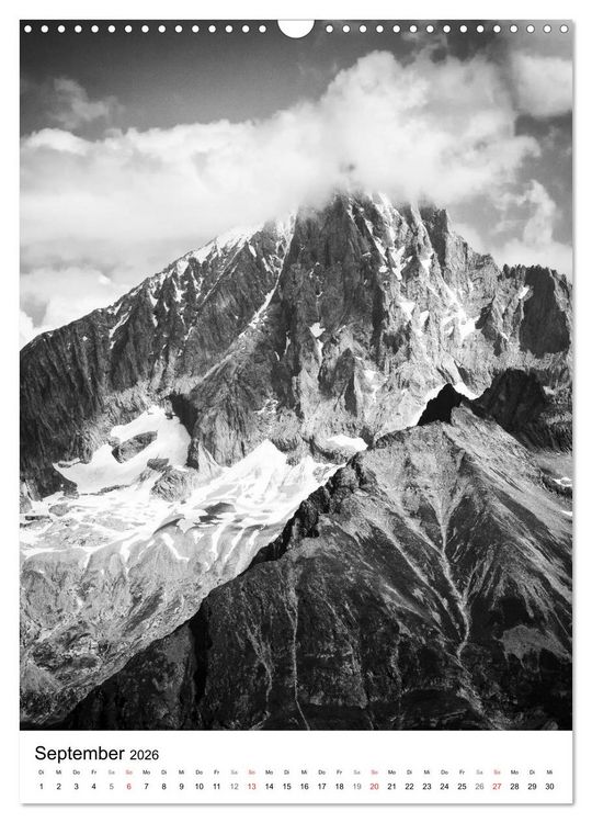 Produktbild: SCHWEIZER ALPEN in Schwarz und Wei&szlig; (Wandkalender 2026 DIN A3 hoch), CALVENDO Monatskalender