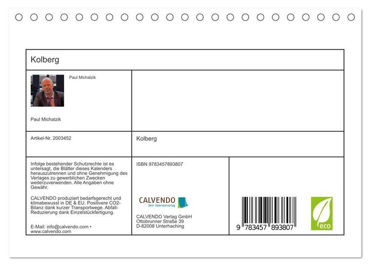 Produktbild: Kolberg (Tischkalender 2026 DIN A5 quer), CALVENDO Monatskalender