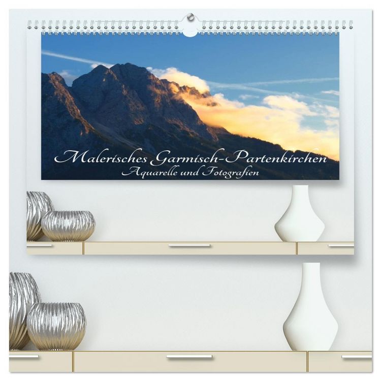 Produktbild: Malerisches Garmisch Partenkirchen - Aquarelle und Fotografien (hochwertiger Premium Wandkalender 2026 DIN A2 quer), Kunstdruck in Hochglanz