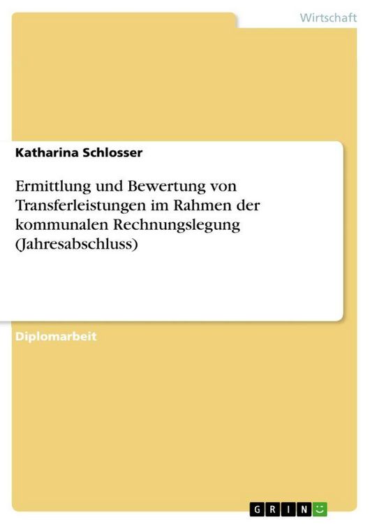 Produktbild: Ermittlung und Bewertung von Transferleistungen im Rahmen der kommunalen Rechnungslegung (Jahresabschluss)