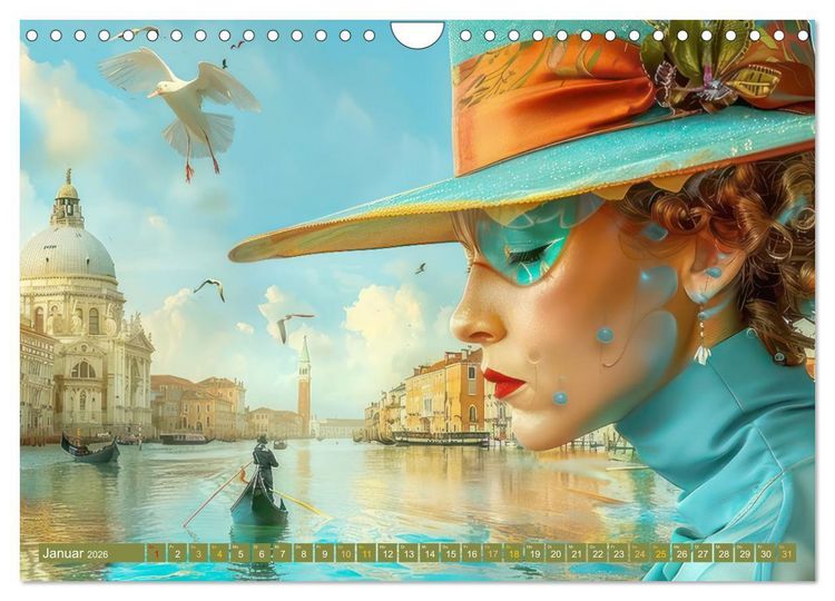 Produktbild: Theatralische surreale Szenen im venezianischen Stil (Wandkalender 2026 DIN A4 quer), CALVENDO Monatskalender