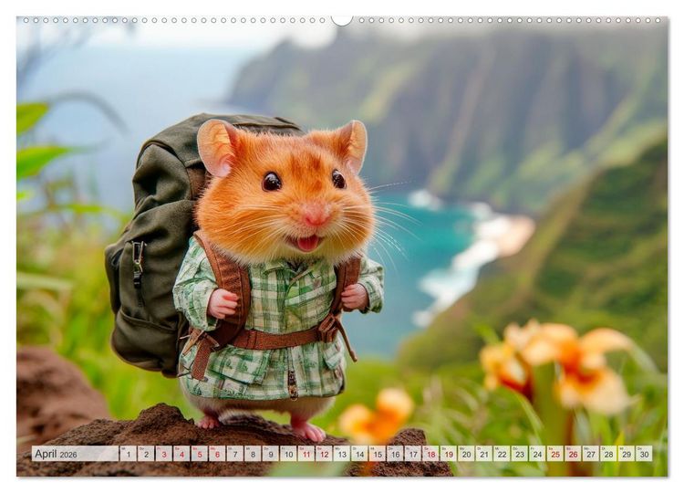 Produktbild: Hamster auf Reisen (hochwertiger Premium Wandkalender 2026 DIN A2 quer), Kunstdruck in Hochglanz