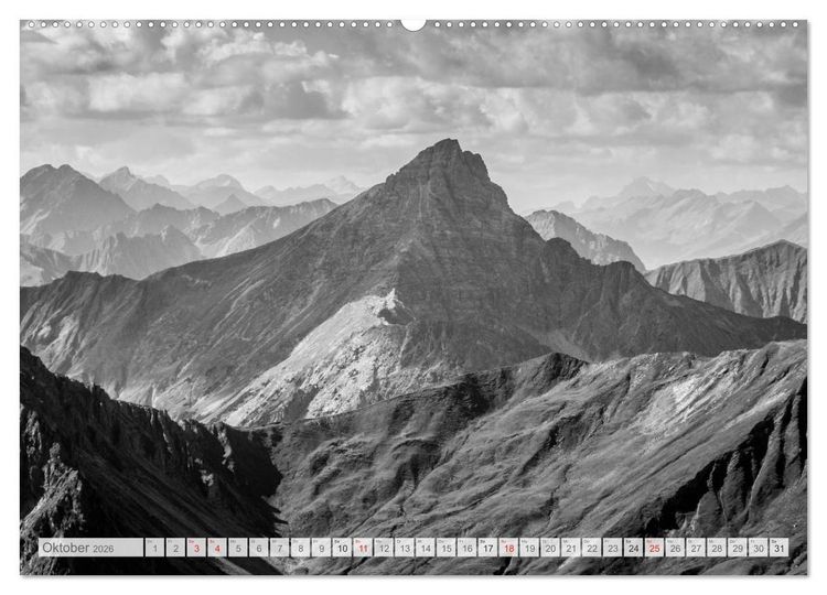Produktbild: Bergpixels Schwarz-Wei&szlig;e Gebirgstr&auml;ume (Wandkalender 2026 DIN A2 quer), CALVENDO Monatskalender