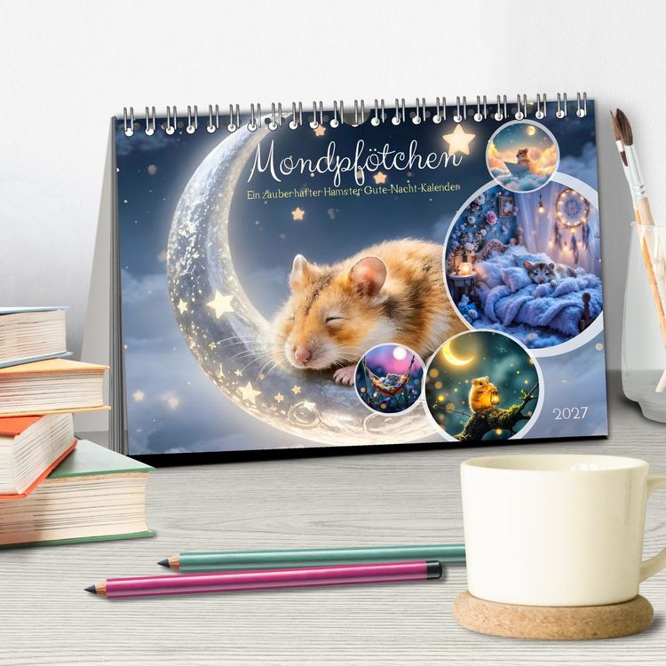 Produktbild: Mondpf&ouml;tchen - Ein zauberhafter Hamster Gute-Nacht-Kalender (Tischkalender 2027 DIN A5 quer), CALVENDO Monatskalender