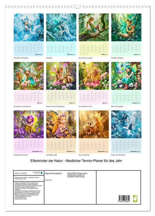 Produktbild: Elfenkinder der Natur - Niedlicher Termin-Planer f&uuml;r das Jahr (Wandkalender 2026 DIN A2 hoch), CALVENDO Monatskalender