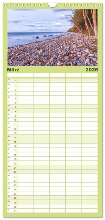 Produktbild: Familienplaner 2026 - Nat&uuml;rliches R&uuml;gen und Hiddensee mit 5 Spalten (Wandkalender, 21 x 45 cm) CALVENDO