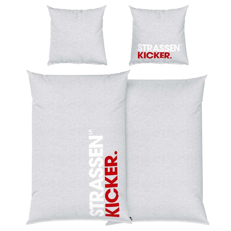 Produktbild: Herding STRASSENKICKER Bettw&auml;sche Grau Renforc&eacute; 80x80/135x200cm