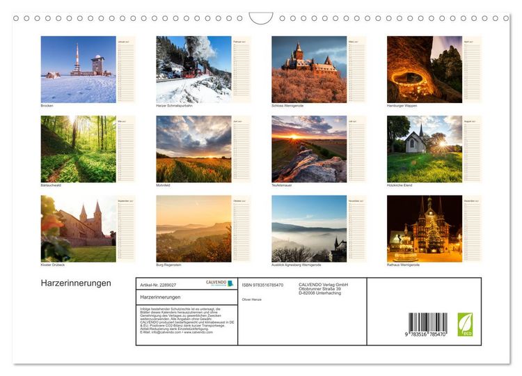 Produktbild: Harzerinnerungen (Wandkalender 2027 DIN A3 quer), CALVENDO Monatskalender