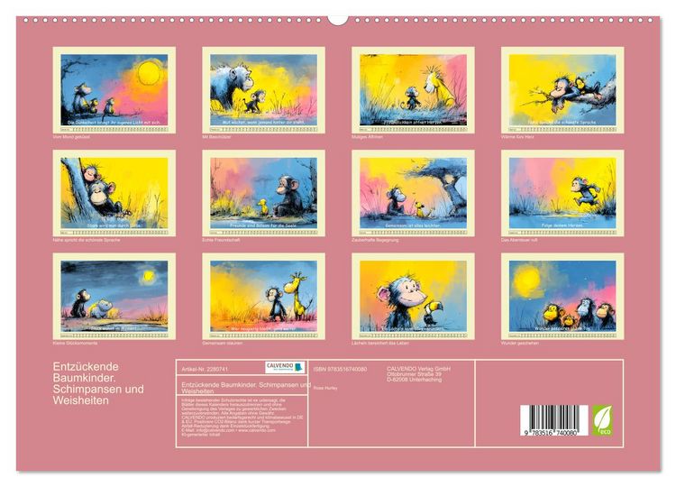 Produktbild: Entz&uuml;ckende Baumkinder. Schimpansen und Weisheiten (hochwertiger Premium Wandkalender 2026 DIN A2 quer), Kunstdruck in Hochglanz