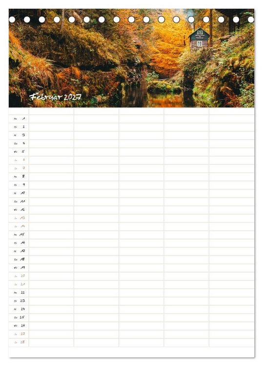 Produktbild: Familienkalender - S&auml;chsische und B&ouml;hmische Schweiz (Tischkalender 2027 DIN A5 hoch), CALVENDO Monatskalender