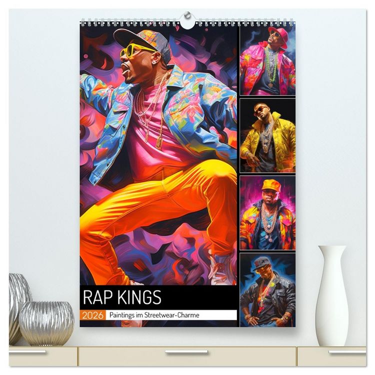 Produktbild: Rap Kings. Paintings im Streetwear-Charme (hochwertiger Premium Wandkalender 2026 DIN A2 hoch), Kunstdruck in Hochglanz