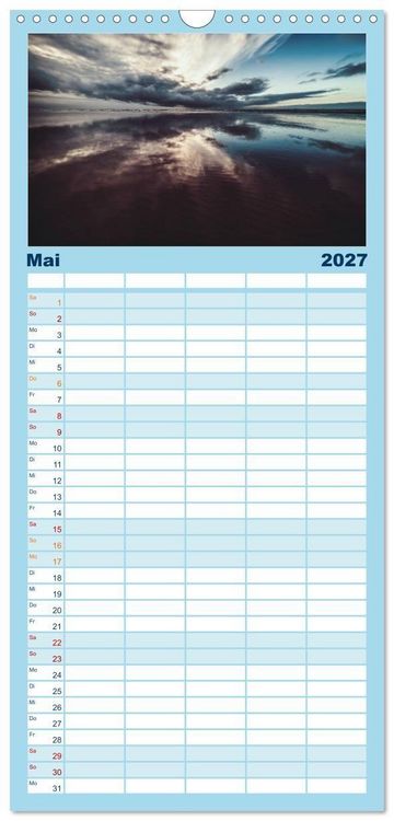 Produktbild: Familienplaner 2027 - Abendlicht &uuml;ber der Nordsee mit 5 Spalten (Wandkalender, 21 x 45 cm) CALVENDO