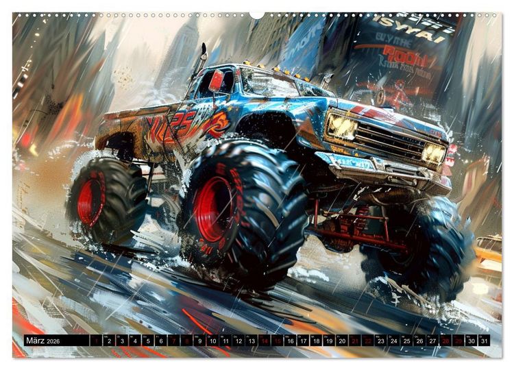 Produktbild: Wilde Monstertrucks (Wandkalender 2026 DIN A2 quer), CALVENDO Monatskalender