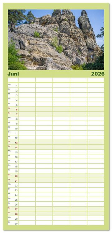 Produktbild: Familienplaner 2026 - Ohh, Du wundersch&ouml;ner Harz! mit 5 Spalten (Wandkalender, 21 x 45 cm) CALVENDO