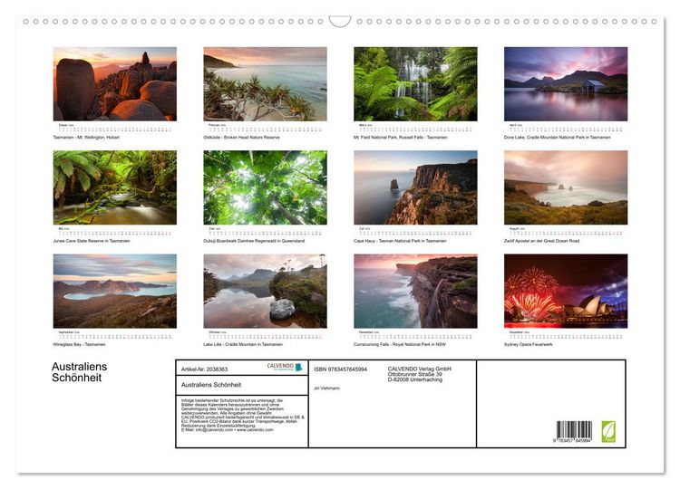 Produktbild: Australiens Sch&ouml;nheit (Wandkalender 2026 DIN A2 quer), CALVENDO Monatskalender