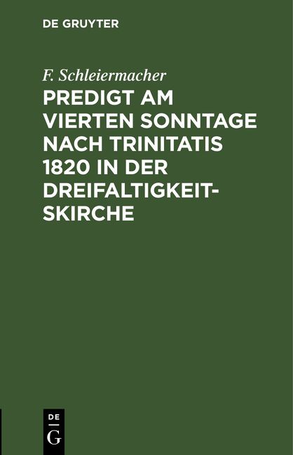 Produktbild: Predigt am vierten Sonntage nach Trinitatis 1820 in der Dreifaltigkeitskirche
