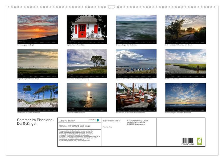 Produktbild: Sommer im Fischland-Dar&szlig;-Zingst (Wandkalender 2027 DIN A2 quer), CALVENDO Monatskalender