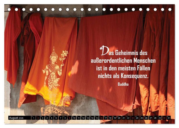 Produktbild: Spirituelles aus Asien - Weisheiten 2026 (Tischkalender 2026 DIN A5 quer), CALVENDO Monatskalender
