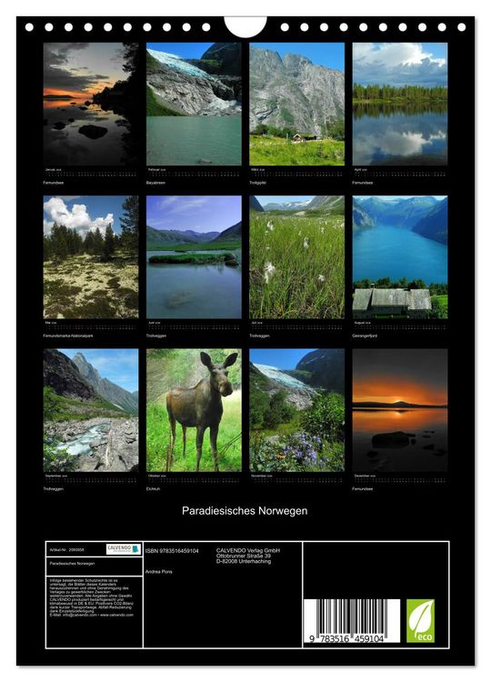 Produktbild: Paradiesisches Norwegen (Wandkalender 2026 DIN A4 hoch), CALVENDO Monatskalender