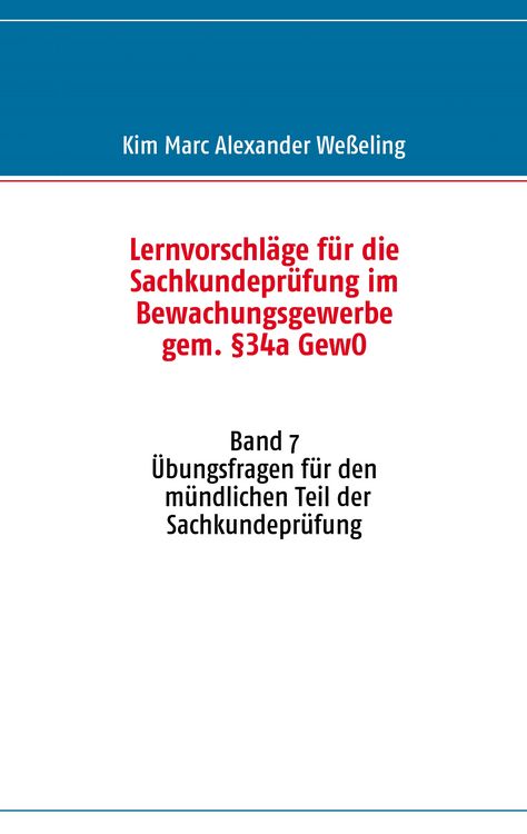 Produktbild: Lernvorschl&auml;ge f&uuml;r die Sachkundepr&uuml;fung im Bewachungsgewerbe gem. &sect;34a GewO