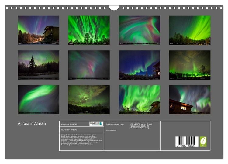 Produktbild: Aurora in Alaska (Wandkalender 2027 DIN A3 quer), CALVENDO Monatskalender