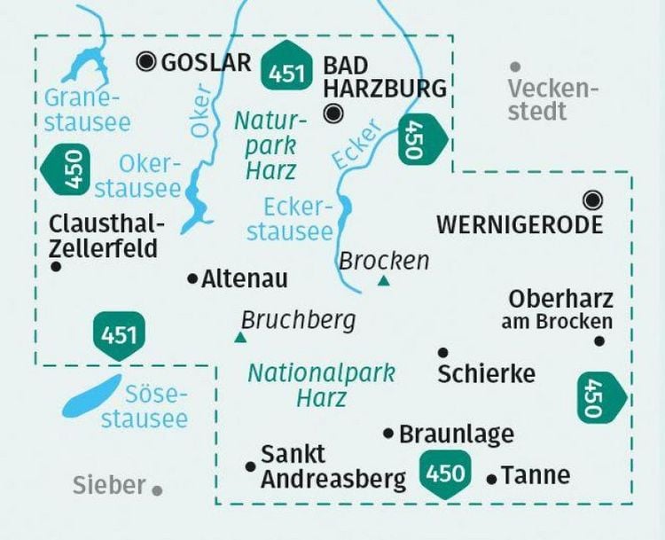 Produktbild: KOMPASS Wanderkarte 455 Brocken, Nationalpark Harz, Oberharz 1:25.000