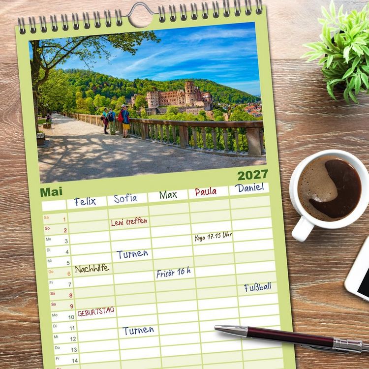Produktbild: Familienplaner 2027 - Heidelberg - Stadt der Romantik mit 5 Spalten (Wandkalender, 21 x 45 cm) CALVENDO