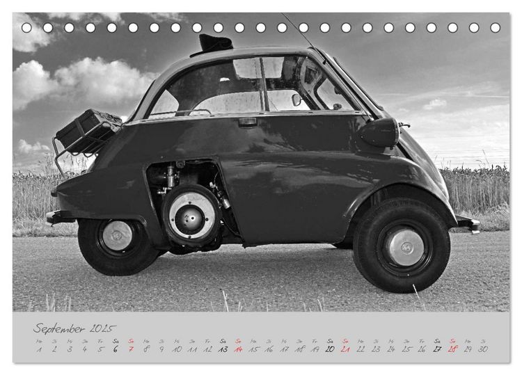 Produktbild: BMW Isetta 300 in schwarzwei&szlig; (Tischkalender 2025 DIN A5 quer), CALVENDO Monatskalender
