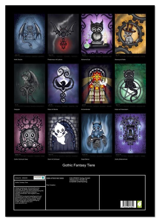 Produktbild: Gothic Fantasy Tiere (Wandkalender 2026 DIN A2 hoch), CALVENDO Monatskalender