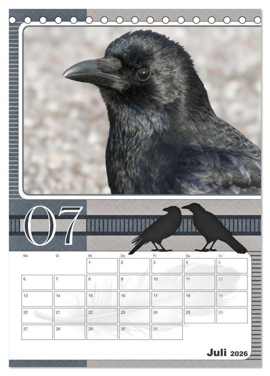 Produktbild: Kr&auml;hen - Clever notiert! Mit K&ouml;pfchen durchs ganze Jahr (Tischkalender 2026 DIN A5 hoch), CALVENDO Monatskalender