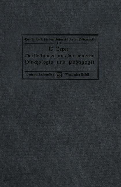 Produktbild: Darstellungen aus der neueren Psychologie und P&auml;dagogik