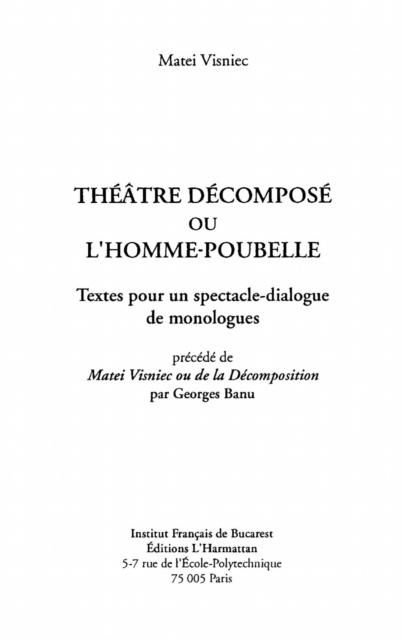 Produktbild: Le Theatre decompose ou L'homme-poubelle
