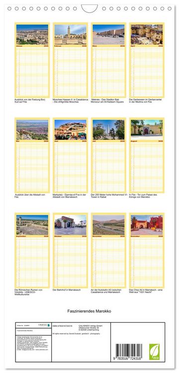 Produktbild: Familienplaner 2026 - Faszinierendes Marokko mit 5 Spalten (Wandkalender, 21 x 45 cm) CALVENDO