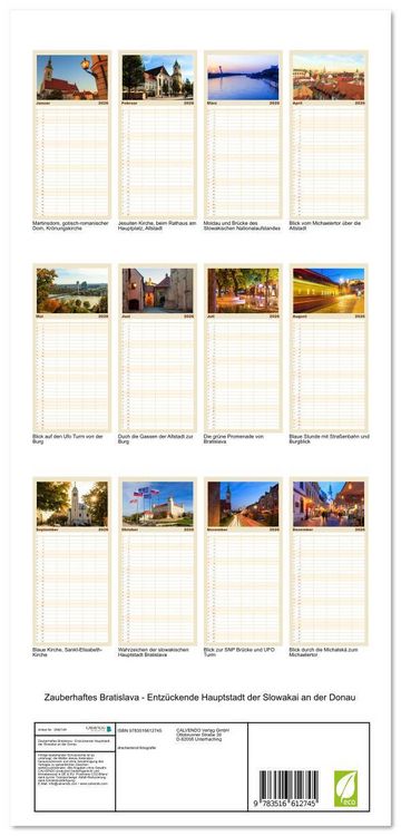 Produktbild: Familienplaner 2026 - Zauberhaftes Bratislava - Entz&uuml;ckende Hauptstadt der Slowakai an der Donau mit 5 Spalten (Wandkalender, 21 x 45 cm) CALVENDO