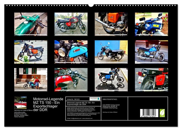 Produktbild: Motorrad-Legende MZ TS 150 - Ein Exportschlager der DDR (hochwertiger Premium Wandkalender 2026 DIN A2 quer), Kunstdruck in Hochglanz