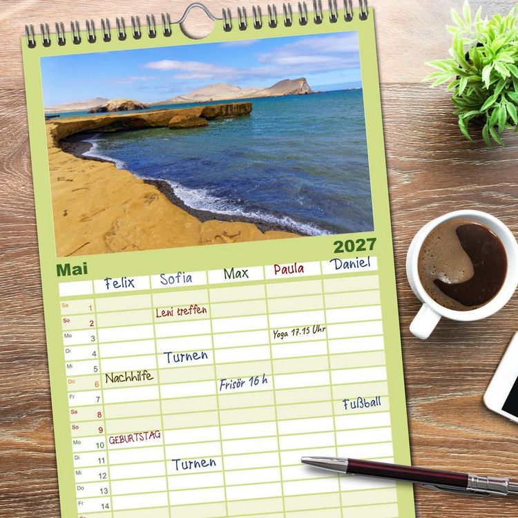 Produktbild: Familienplaner 2027 - Bekanntes und Unbekanntes Peru mit 5 Spalten (Wandkalender, 21 x 45 cm) CALVENDO