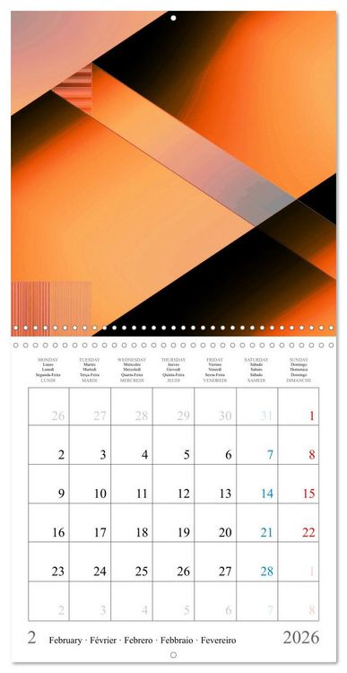 Produktbild: Art abstrait ensoleill&eacute; (Calendrier mural carr&eacute; 2026 30x30 cm) Calendrier double avec une page pour vos prises de notes