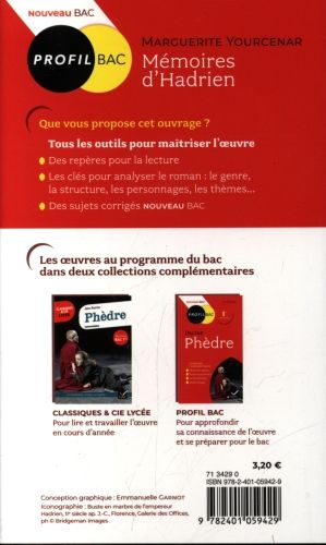 Produktbild: M&eacute;moires d'Hadrien, Yourcenar : 1re g&eacute;n&eacute;rale : nouveau bac