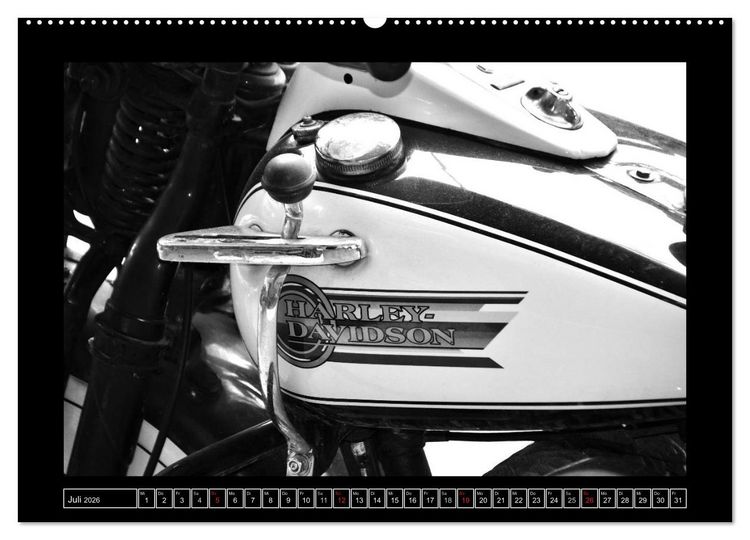 Produktbild: Harley Davidson WLA 750 in Schwarzweiss (Wandkalender 2026 DIN A2 quer), CALVENDO Monatskalender