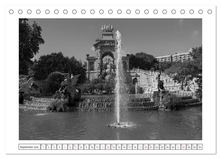 Produktbild: Barcelona Photografien in Schwarz / Wei&szlig; (Tischkalender 2026 DIN A5 quer), CALVENDO Monatskalender