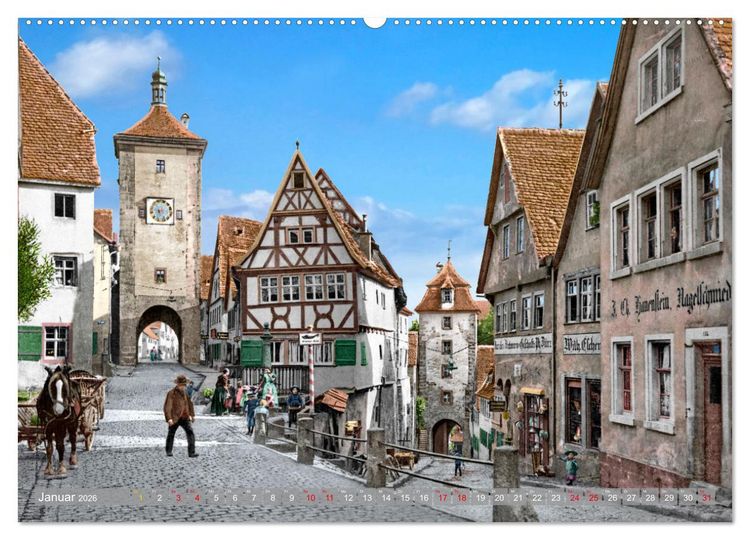 Produktbild: Rothenburg ob der Tauber um das Jahr 1900 &ndash; Fotos neu koloriert (hochwertiger Premium Wandkalender 2026 DIN A2 quer), Kunstdruck in Hochglanz